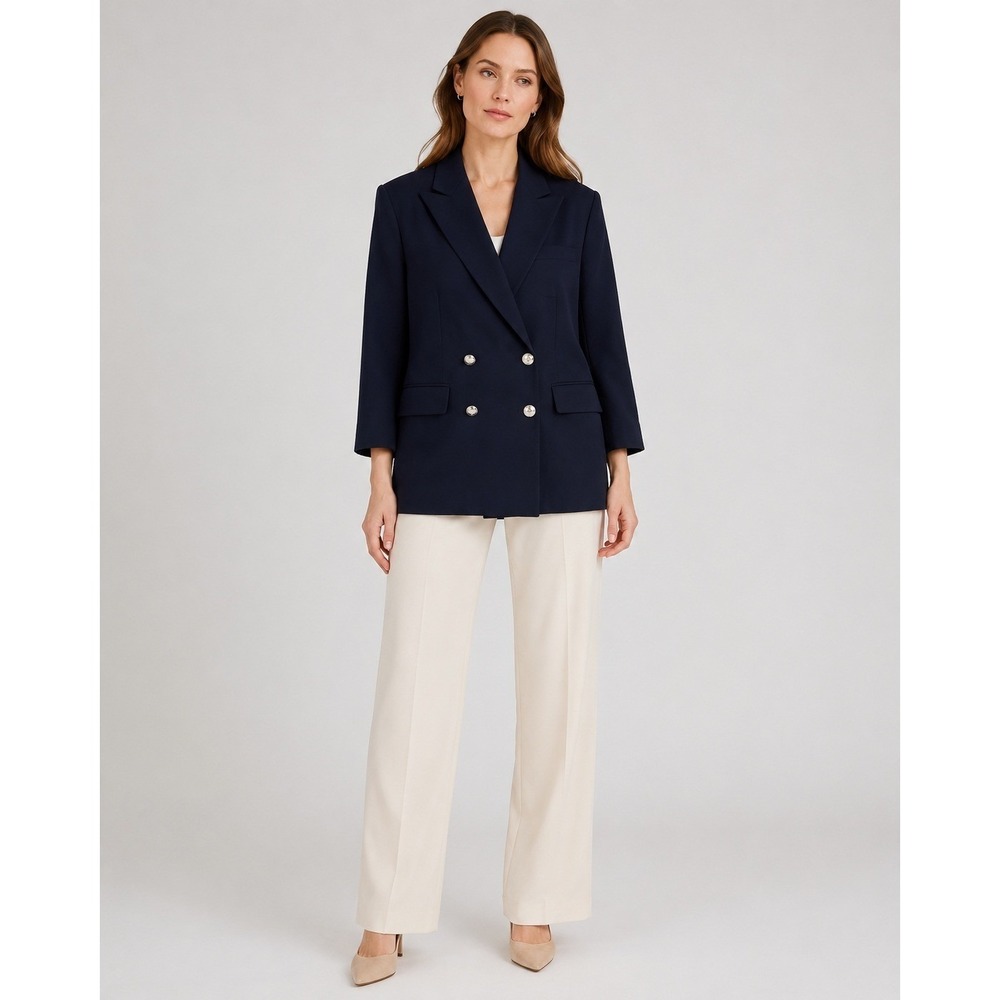 Lauren Ralph Lauren Blazer Jacket Womens 6 Black Worsted Wool Double Breasted
